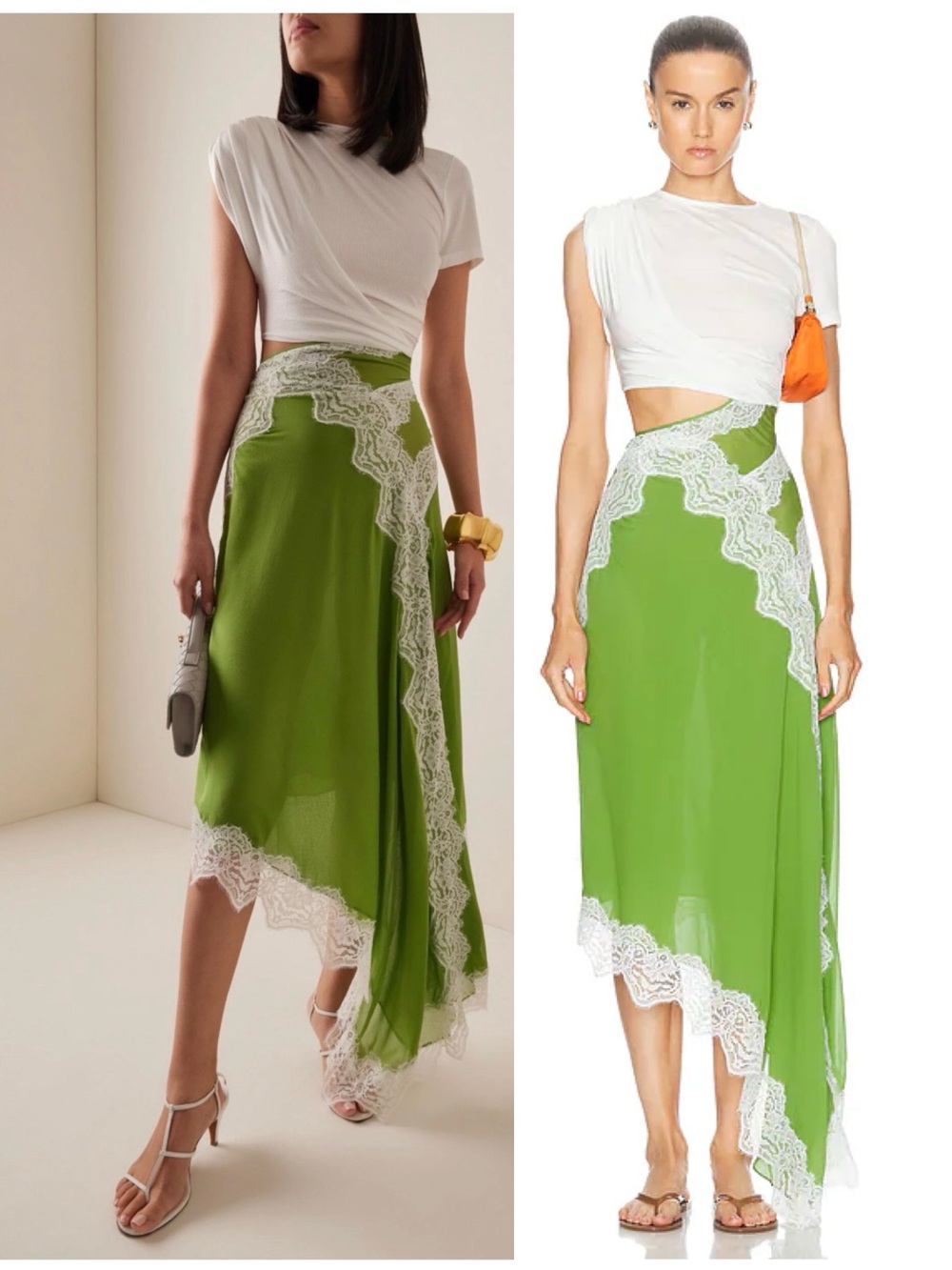 NWT Christopher Esber Women's Green Verve Lace-detailed Silk Midi Dress US 6